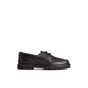 Sperry Authentic Original 3-Eye Vibram Boat Shoe Black | OVKRPA-485