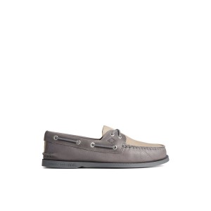 Sperry Authentic Original Tumbled Boat Shoe Grey | IRVDOM-294