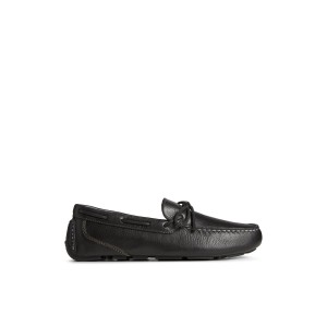 Sperry Davenport Pull Up Leather 1-Eye Driver Black | CTZFIV-986