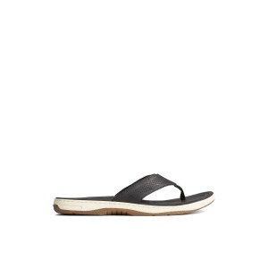 Sperry Havasu Perf Flip Flop Black | YWJHEZ-127