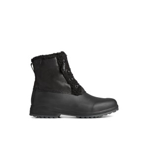 Sperry Maritime Repel Teddy Trim Snow Boot Black | RQZCSI-706