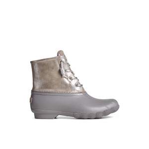 Sperry Saltwater Metallic Leather Duck Boot Silver | DNVGTA-107