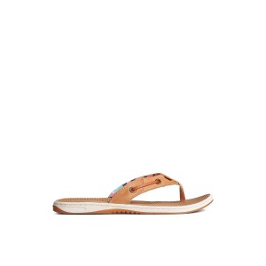 Sperry Seafish Leather Flip Flop Beige | JUOKZG-493