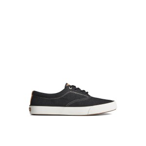 Sperry Striper II Slub Linen Sneaker Black | RYAIUL-034