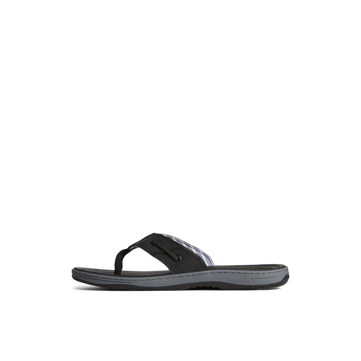 Sperry Baitfish Leather Flip Flop Black | OVFJEY-195