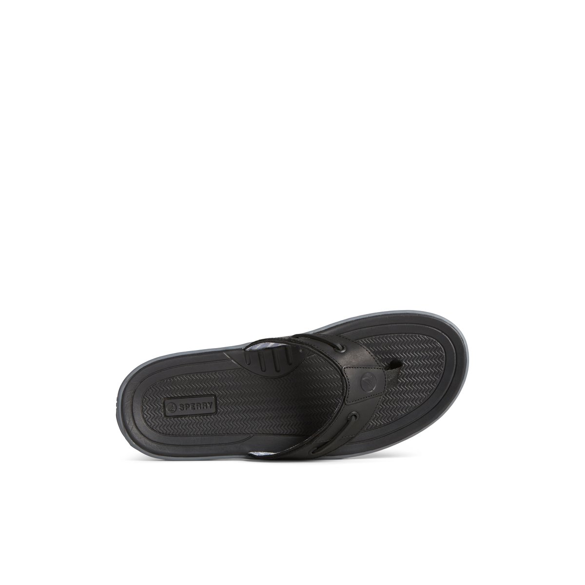 Sperry Baitfish Leather Flip Flop Black | OVFJEY-195