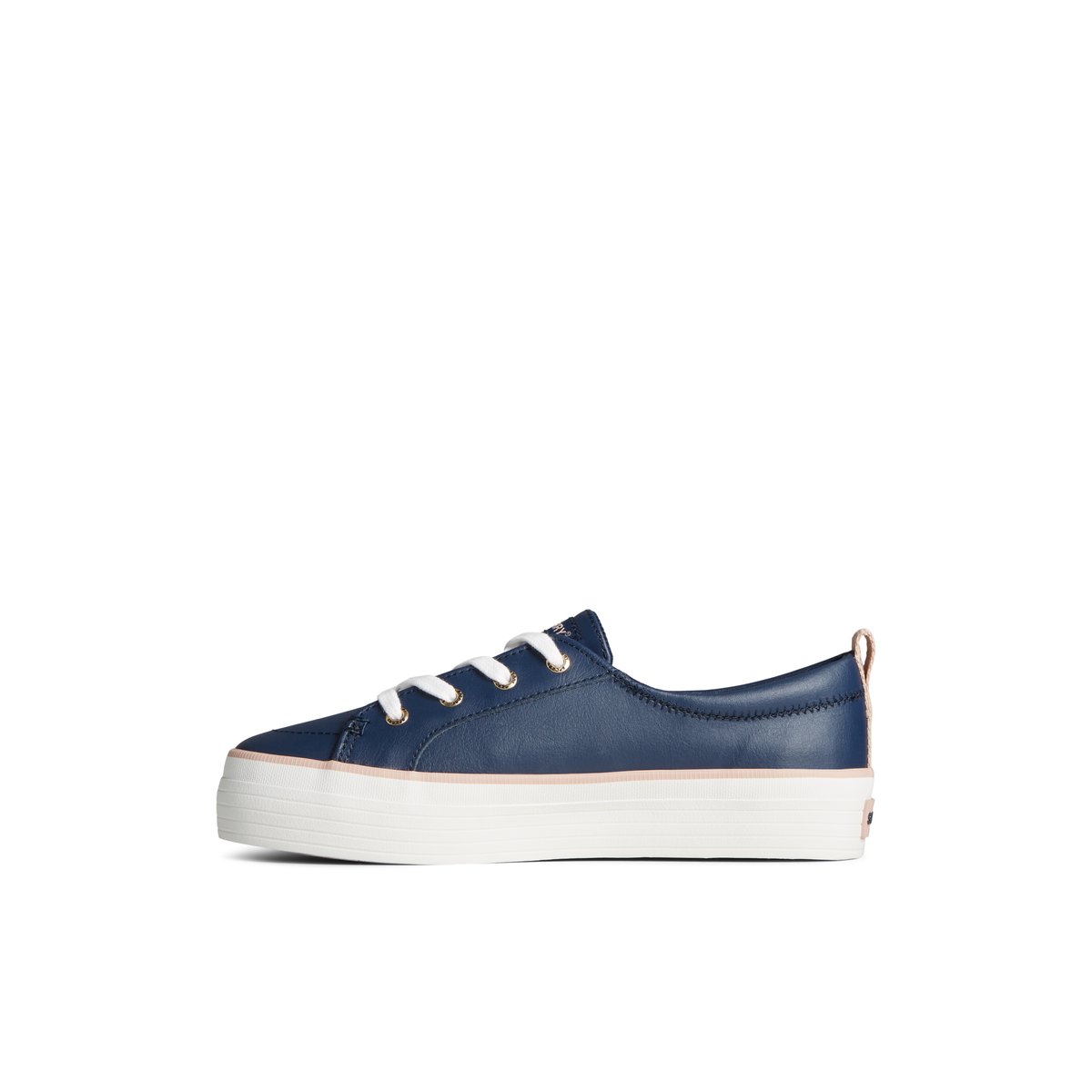 Sperry Crest Vibe Leather Platform Sneaker Navy | QVLEXJ-264