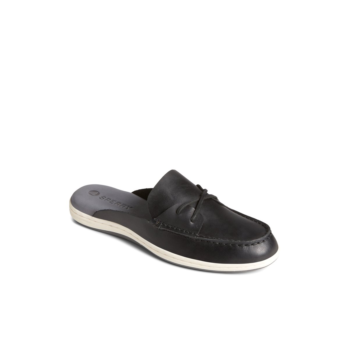 Sperry Mulefish Leather Boat Shoe Black | VRWALQ-591