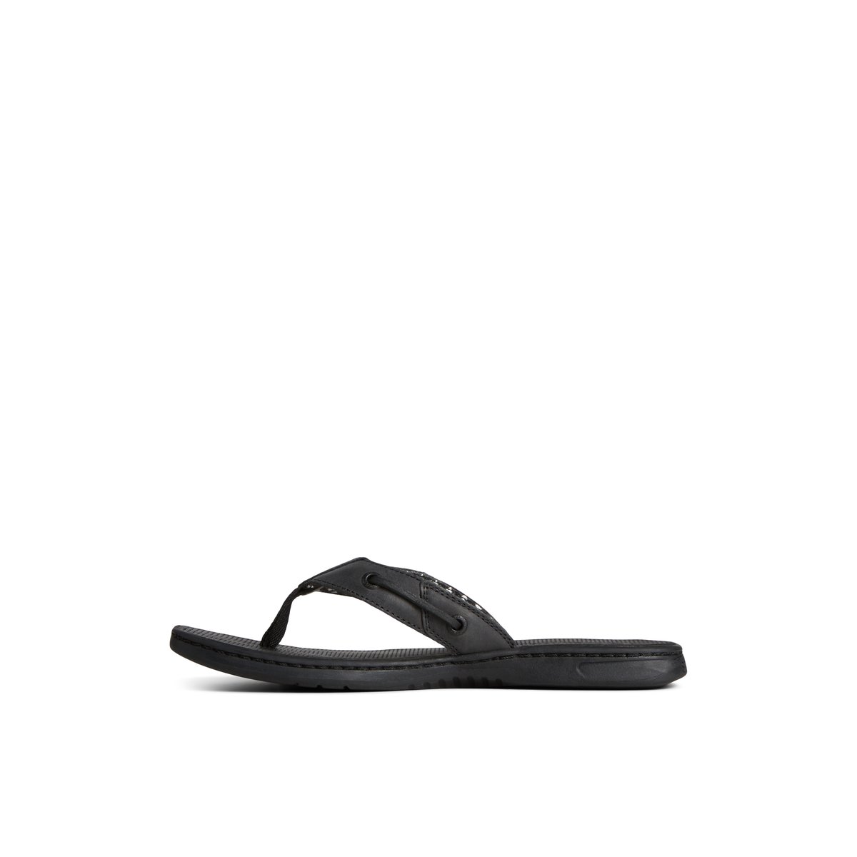 Sperry Seafish Leather Flip Flop Black | SZKBIG-387