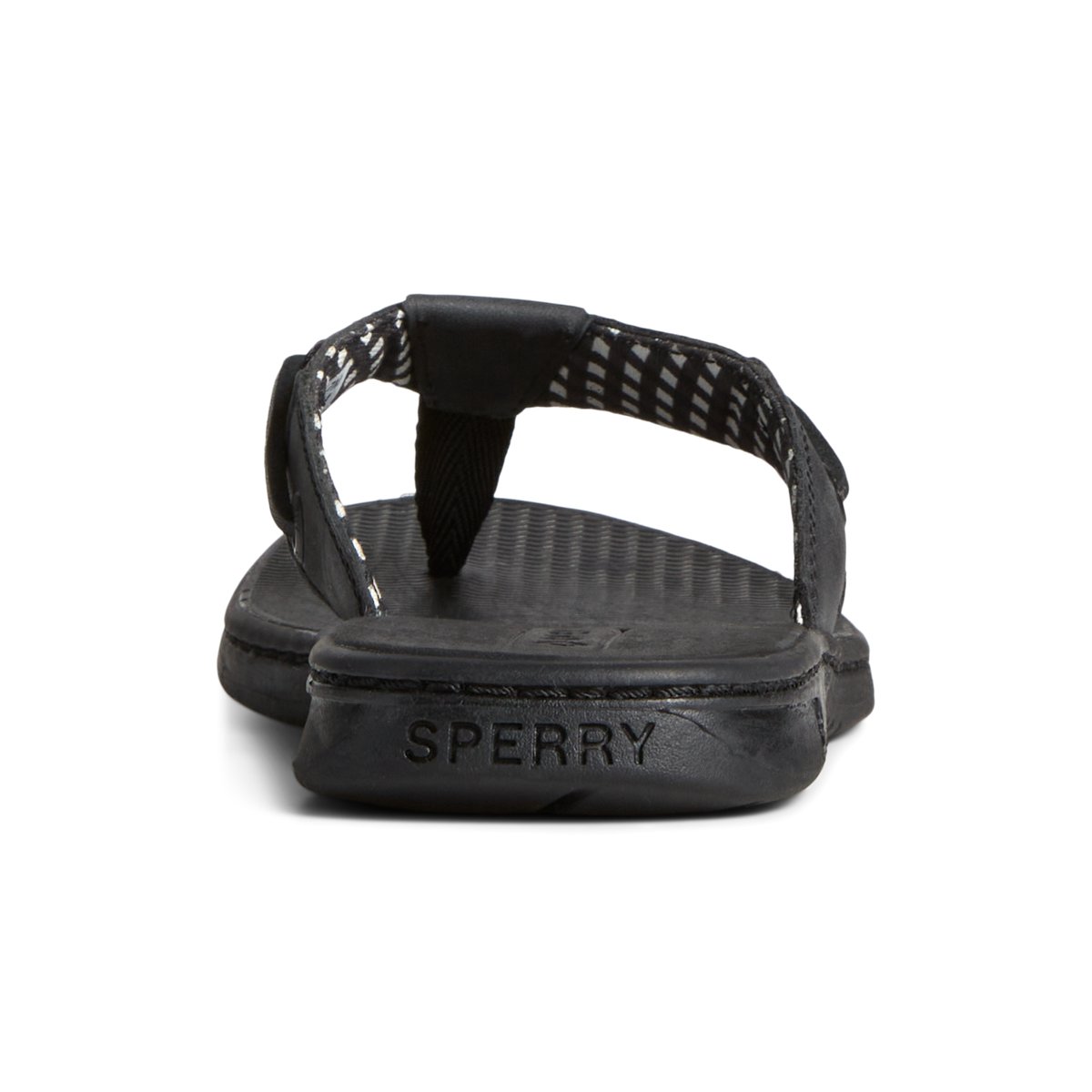 Sperry Seafish Leather Flip Flop Black | SZKBIG-387