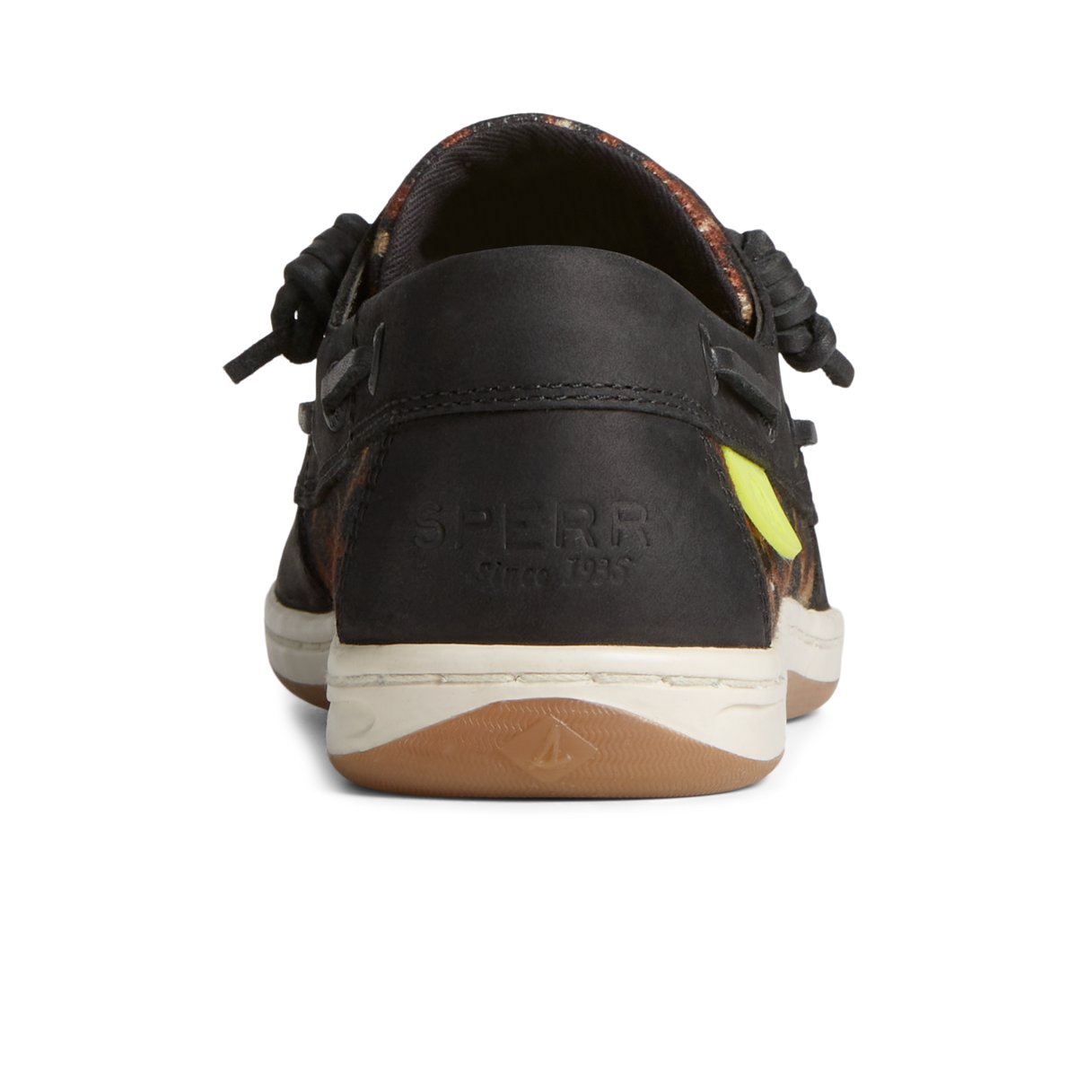 Sperry Songfish Cheetah Boat Shoe Black | WQMCGE-615